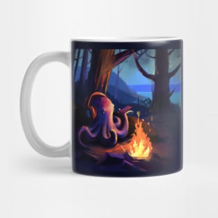 Octopus Listens to Music on its Phone While Camping Mug